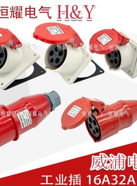 威浦工业插头插座5芯16A32A明装暗装连接器TYPR-235TYP2823连接器