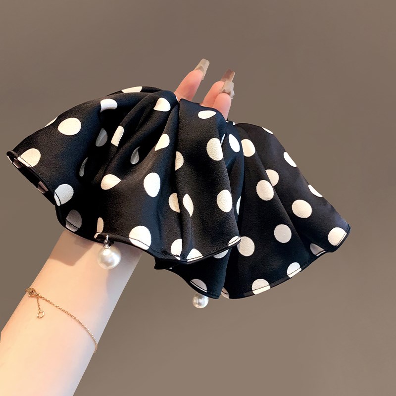 超大号复古波f点橡皮圈温柔珍珠坠发圈高弹耐用扎马尾发绳洋气头