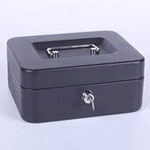 新防火储物盒带锁小收纳铁盒家用证件保险箱小型迷你钱箱手提保管