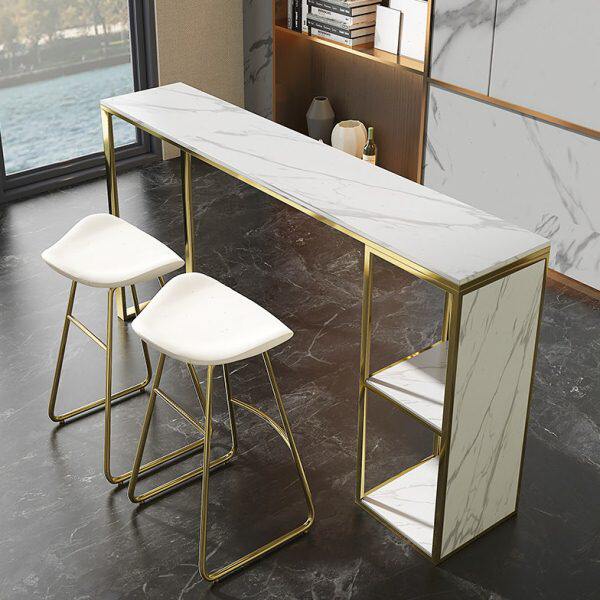 金色墙简约现代高脚吧台桌椅轻奢靠定制小户型家用黑白客厅隔断柜