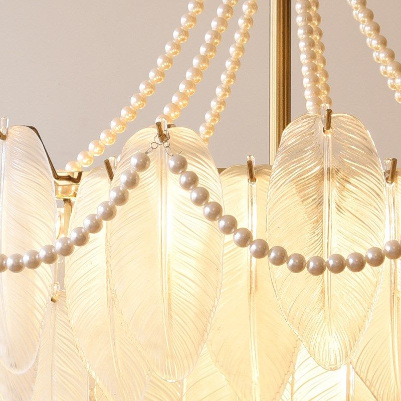 网红法式轻奢创意珍珠羽毛玻璃吊灯现代简约客厅灯主卧Z室灯餐厅,家装灯饰光源,客厅吊灯,淘宝优惠券,粉丝福利购,淘宝优惠卷