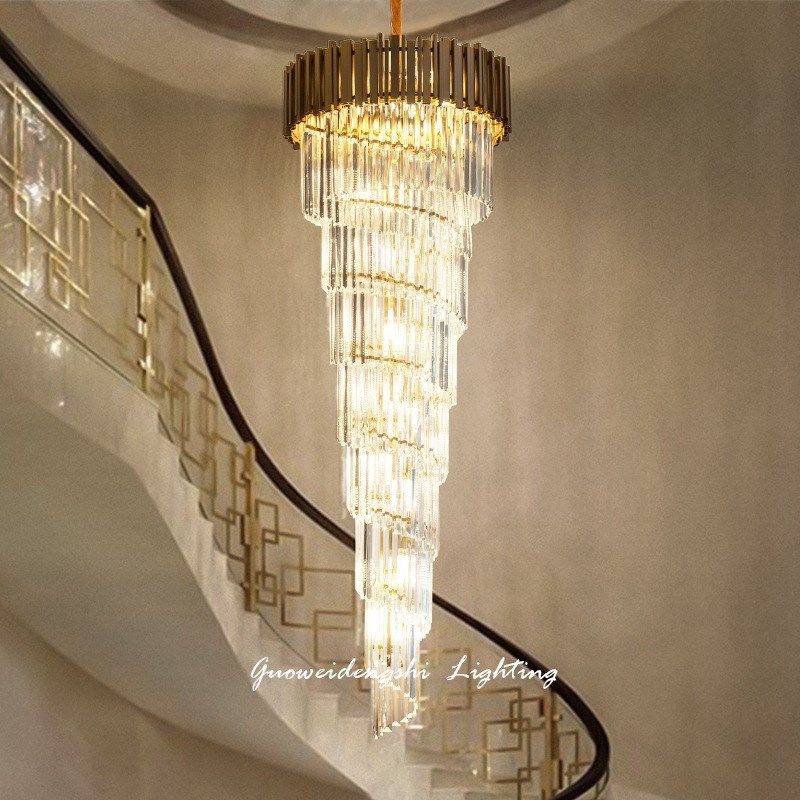 楼梯灯长吊灯g别墅旋转现代复式楼吊灯中空客厅灯旋转楼中楼水晶,家装灯饰光源,客厅吊灯,淘宝优惠券,粉丝福利购,淘宝优惠卷