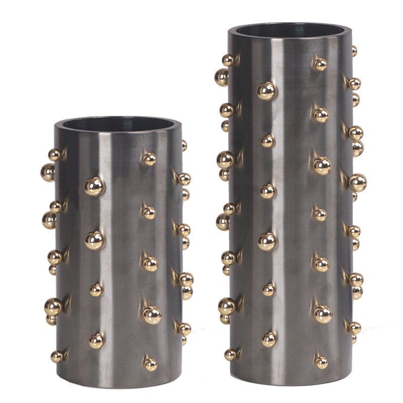 简约现代北欧轻奢圆柱珠点花瓶摆件家居样M板房客厅酒柜花器装饰,特色手工艺,其他特色工艺品,淘宝优惠券,粉丝福利购,淘宝优惠卷