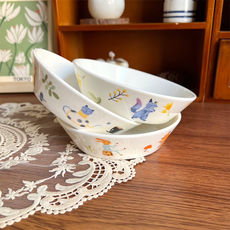 北府 韩式d动物乐园骨瓷分餐小菜碟浅碟治愈咸菜碟陶瓷餐具 包邮