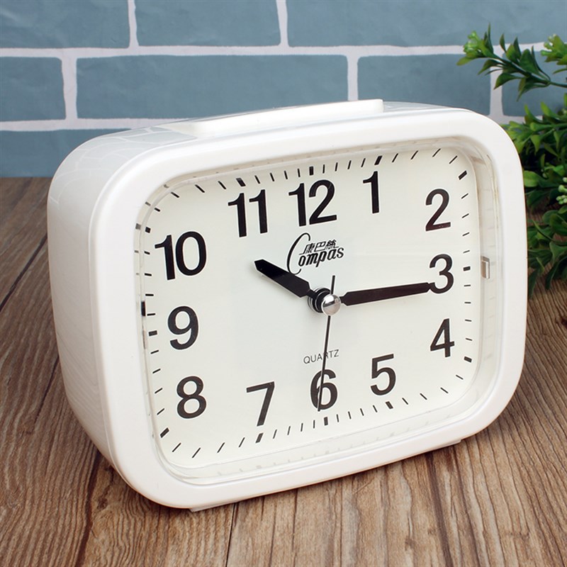 康巴丝创意简约静音n双音闹钟学生卧室贪睡床头方形台式时尚音乐