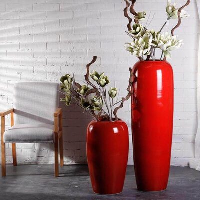 F色品景镇号中式橱窗U新大花瓶摆件地装饰手工红艺德复古E落酒店