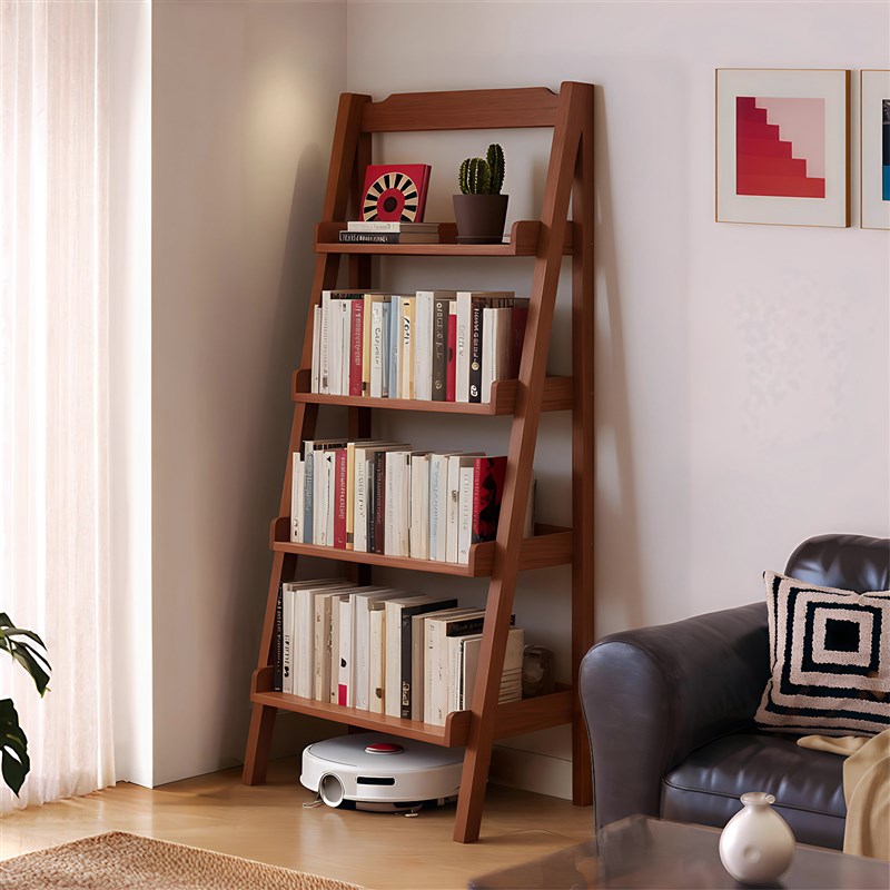 梯形置物架实木书架客厅靠墙展z示柜转角储物柜多层收纳架落地书