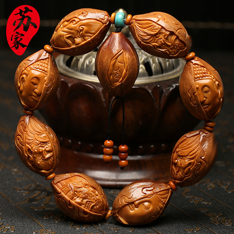 橄榄核手串d一念之间魔佛精品核雕文玩手把件手工雕刻手錬男女款