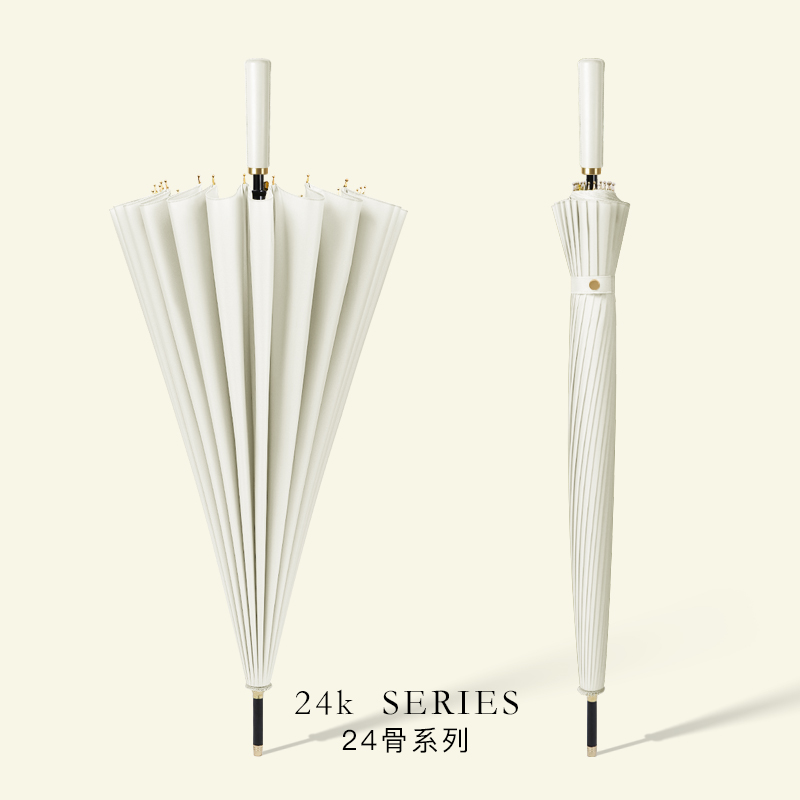 24骨长柄雨伞男士大号加固加厚结实抗风双人暴雨专V用黑色直杆伞