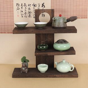 博古架实木中式桌面桌上置物架茶具茶杯展示架子多宝阁茶壶架摆件