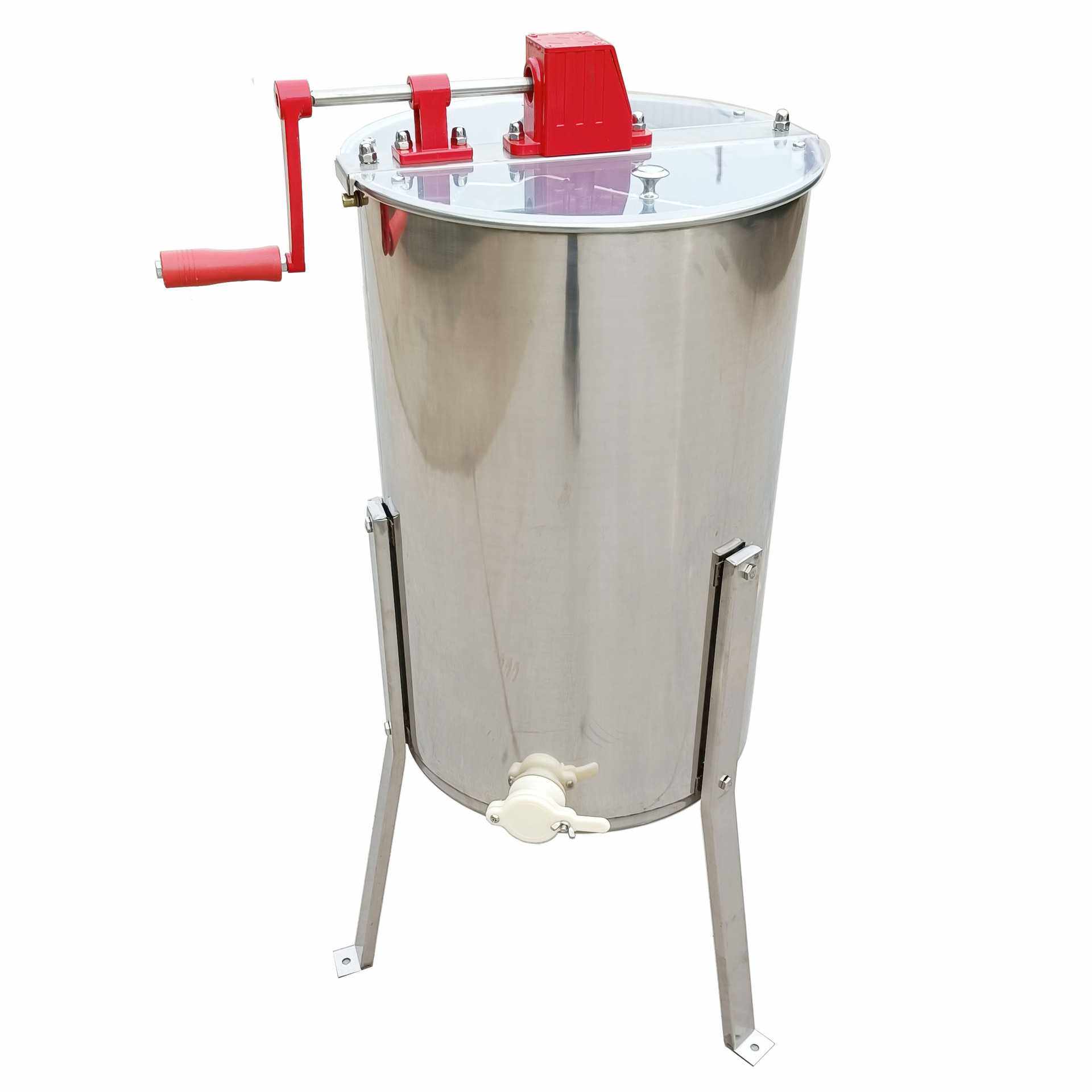 现货供应手动3框不锈钢摇蜜机带支架流蜜口两框摇蜜机 封闭齿轮