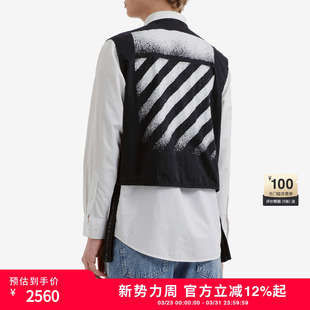 风斜纹装 OFF 多口袋拉链马甲酷帅工装 新款 饰背心 WHITE™情侣装