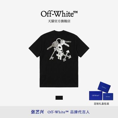 OFF-WHITE™情侣装新款宽松落肩短袖T恤钥匙串图案装饰圆领半袖