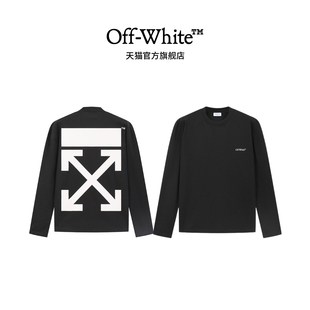 后背印花纯棉宽松长袖 男女同款 t恤圆领休闲上衣123 white新款 off