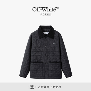 OFF-WHITE™情侣装双箭头绗缝棉服男女简约logo装饰翻领保暖外套