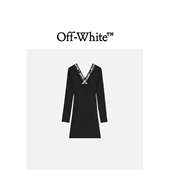 OFF 连衣裙 罗纹长袖 WHITE™女装 交叉袢带修身