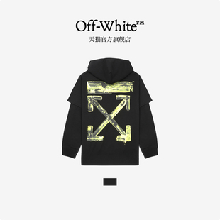 OFF-WHITE™ 情侣装新款假两件叠层连帽卫衣