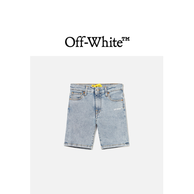 OFF-WHITE™童装牛仔短裤时尚潮童水洗直筒裤
