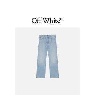 VIRGIL ABLOH™男装 OFF 长裤 水洗磨白宽松牛仔裤 WHITE