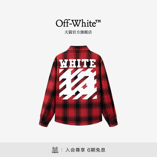 OFF-WHITE™情侣条纹格子长袖衬衫美式休闲翻领潮牌上衣男女同款