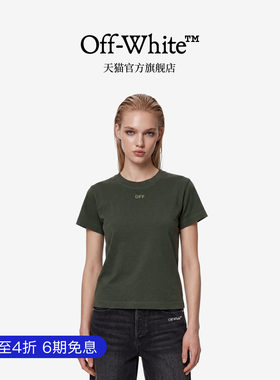 OFF-WHITE™新款做旧天使素描斜纹图案短袖T恤女装潮牌上衣