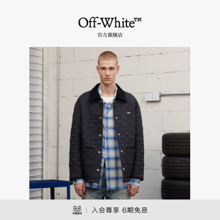 OFF-WHITE™情侣装双箭头绗缝棉服男女简约logo装饰翻领保暖外套