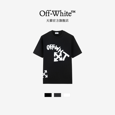 OFF-WHITE™情侣款美式涂鸦印花短袖T恤男女宽松圆领潮牌纯棉上衣