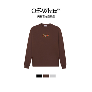 T恤宽松重磅枫花刺绣男女同款 纯棉长袖 圆领上衣123 white新款 off