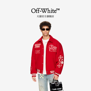OFF-WHITE™ 情侣装新款翻领毛呢棒球服呢外套