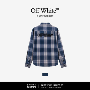 OFF-WHITE™情侣装简约logo格子长袖衬衫男女同款宽松休闲上衣