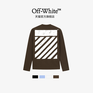t恤后背印花纯棉宽松重磅刺绣圆领上衣男女同款 长袖 white新款 off