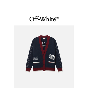 VIRGIL ABLOH™女装 OFF 拼色羊毛针织开衫 新款 外套 WHITE