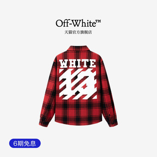 OFF-WHITE™情侣条纹格子长袖衬衫美式休闲翻领潮牌上衣男女同款
