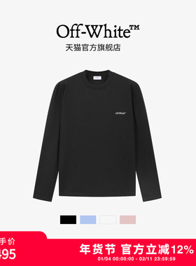 off-white男女同款纯棉长袖t恤复古脉冲宽松重磅圆领新款上衣123
