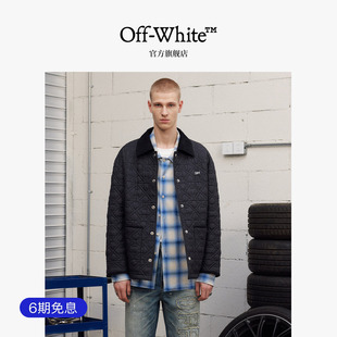 OFF-WHITE™情侣装双箭头绗缝棉服男女简约logo装饰翻领保暖外套