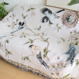 鸟欧美沙发毯垫地毯咖啡桌巾简约沙发复古香提布客厅沙发花田园语