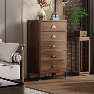 实木柜子斗柜沙发墙五斗柜旁边收纳抽屉靠新中式色客厅电视柜边柜