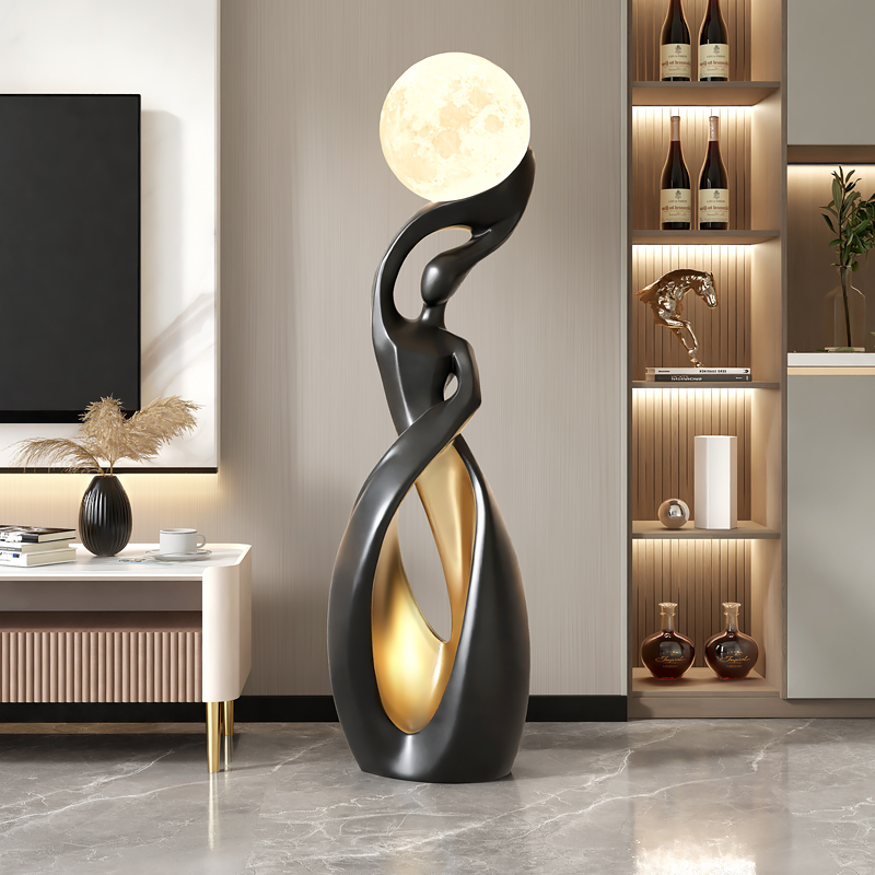 大型客厅电视柜旁边艺术落地x摆件沙发装饰灯高端大气玄关乔迁礼