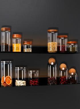 样板房间厨房密封罐杂粮罐橱柜玻璃储H物罐摆件创意软装拍照道具