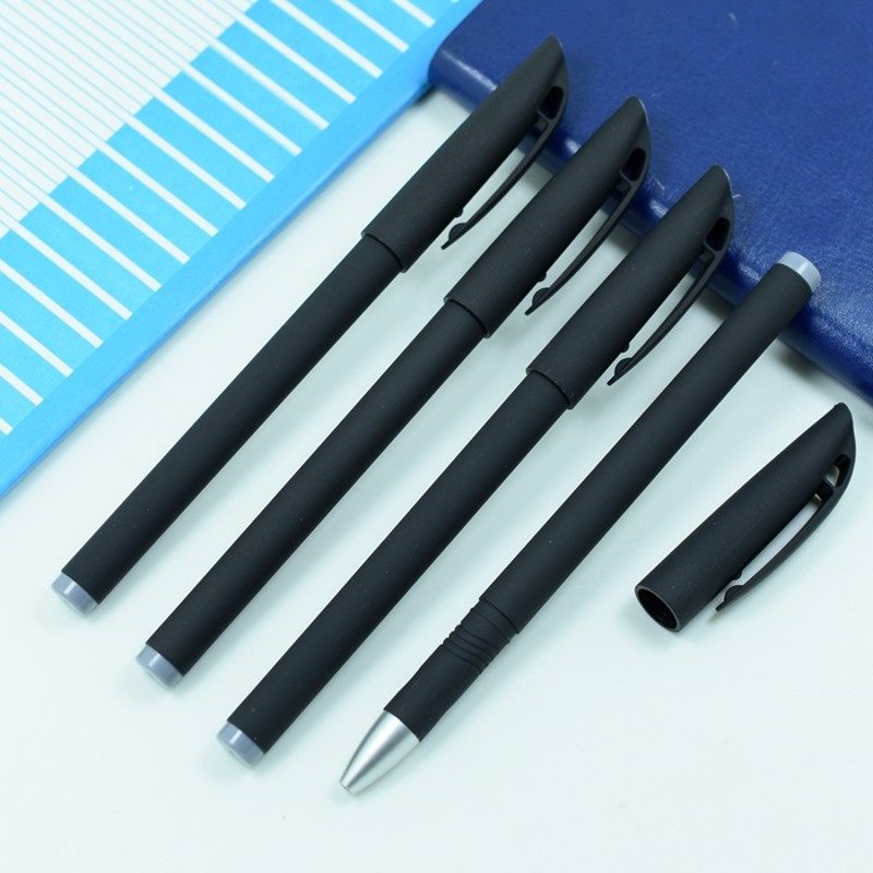 黑色磨砂笔壳 空笔杆 办公学生用E通用中性笔芯替换笔管外壳笔皮