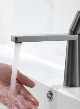 枪灰色艺术台上面盆水龙头冷热卫生间洗手台盆创意洗脸盆龙头黄铜