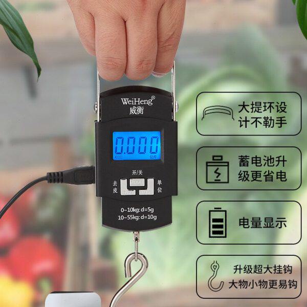 威衡手提高精度便携式公斤买菜55吊钩秤小型迷你充电电子秤称小型