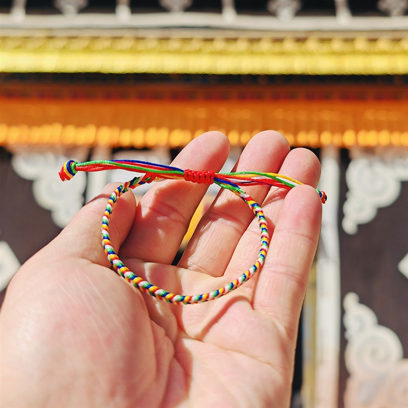 西藏拉萨大昭加 本n命年龙年太岁 金刚绳五彩绳红绳手链藏式手绳