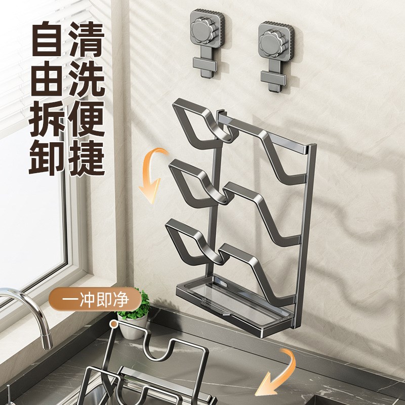 吸盘式锅盖架免打孔厨房吸u盘式置物架锅盖砧板支架多层厨房支架