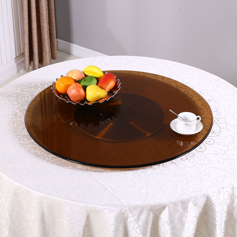 餐桌转盘钢化玻璃饭店大圆桌茶色玻璃转盘底座旋转桌.面转盘家用
