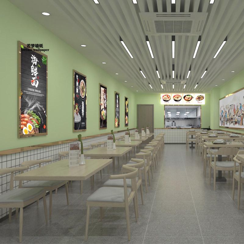 墙纸自粘商用餐i饮店饭店快餐店墙面装饰麻辣烫店橙色店铺装修壁