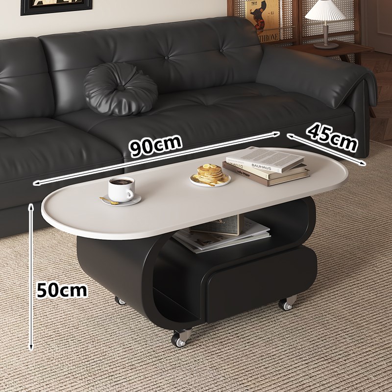 现代简约创意可移动沙p发茶几小户型客厅家用轻奢高级感实木茶几