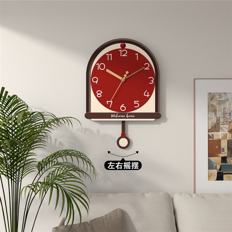 现代简约家用钟表创意艺术摇摆A钟客厅挂钟新款时钟挂墙静音石英