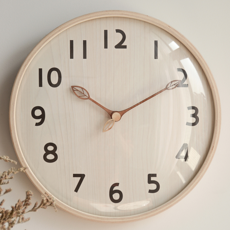 北欧风实木质挂钟客厅简约木钟家用静音钟L表时钟创意日式原木挂