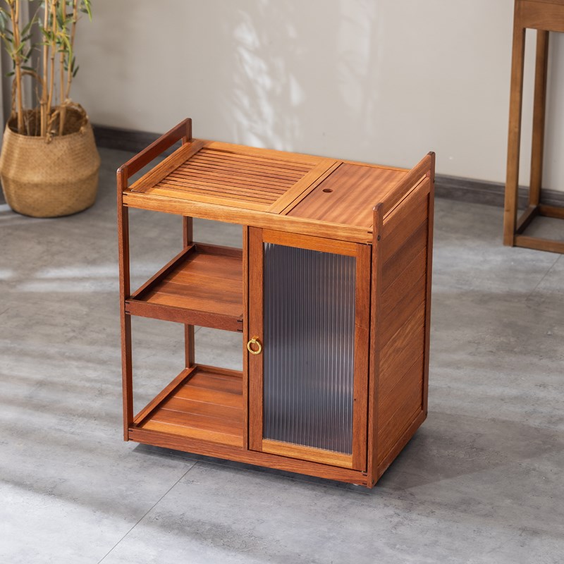 新中式实木茶g水柜客厅靠墙小型泡茶可移动茶台烧壶水一体侧边茶